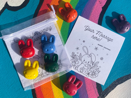 Personalised Easter bunnies crayons party favours