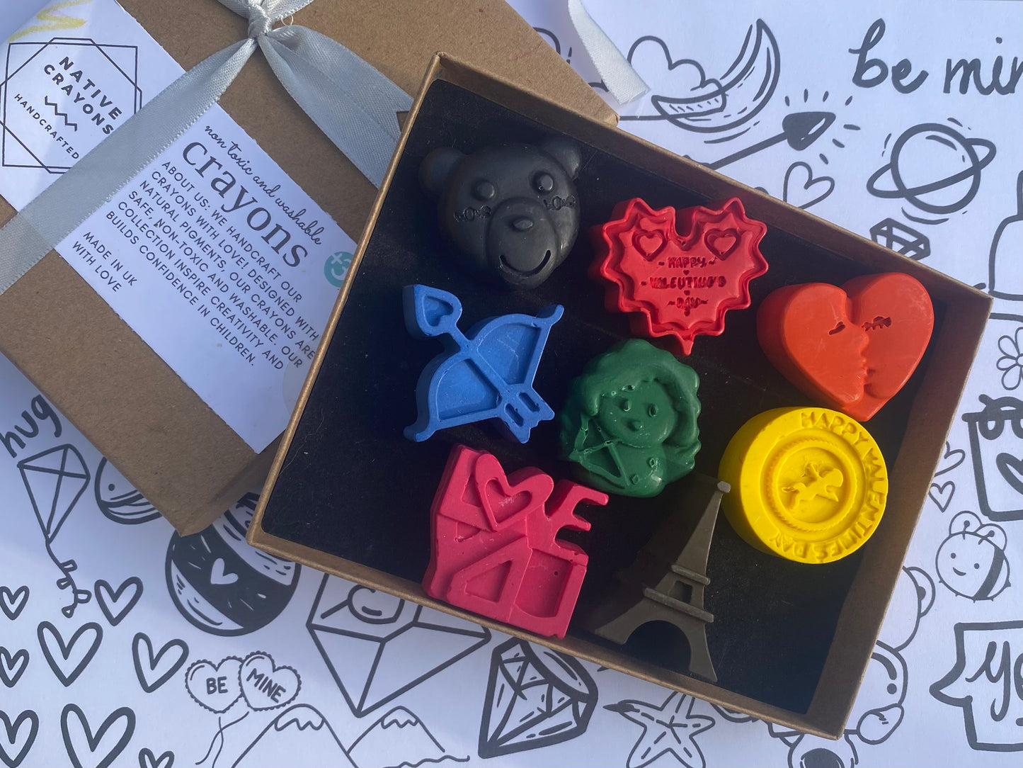 Valentines Day gift for kids activities Crayon Set, Valentines Craft kit, Paint your own, Heart gift, toddlers, galentines gift, bff gifts