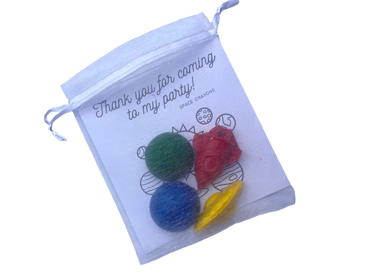 Space party bags crayons