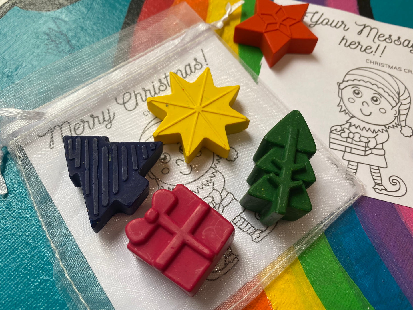Christmas Crayons Personalised party bags