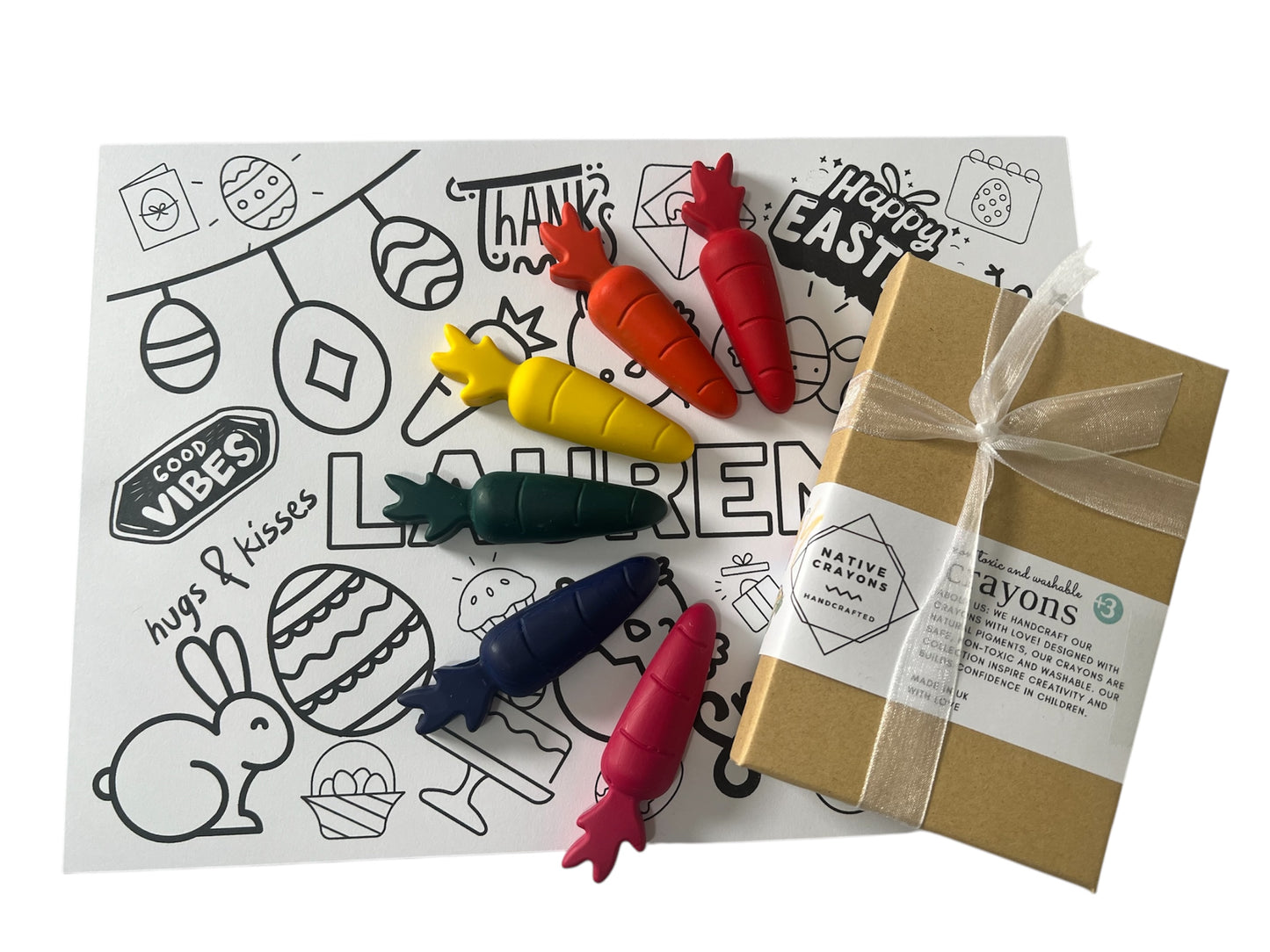 Carrot Set Crayons for Easter with personalised colouring sheet