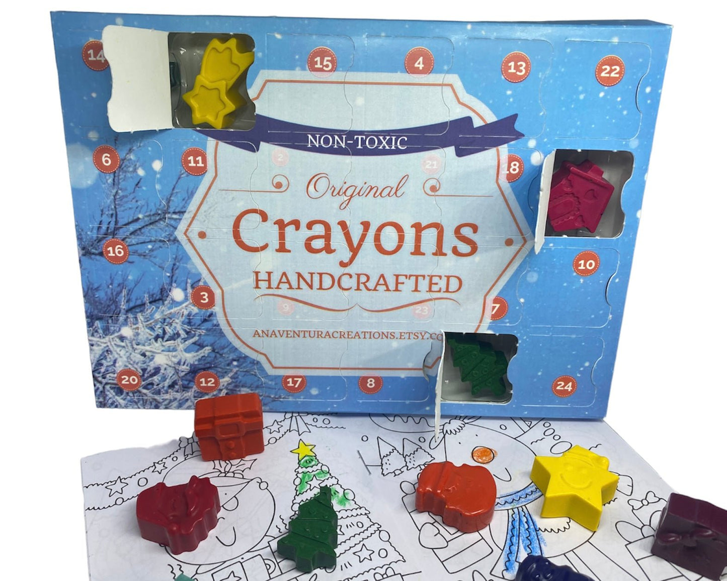 Christmas Advent Calendar for kids, Christmas Crayons, Toddler advent calendar 2023, countdown, kids crafts, Advent calendar box - Native Crayons