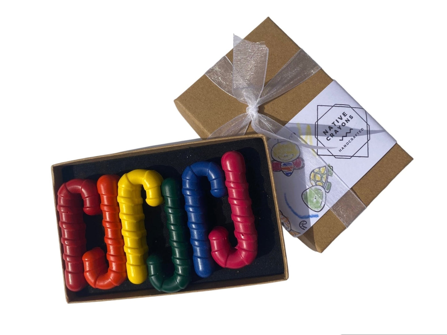 Christmas Canes Crayons and personalised colouring page - Native Crayons