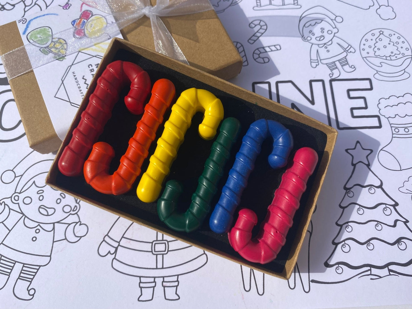 Christmas Canes Crayons and personalised colouring page - Native Crayons