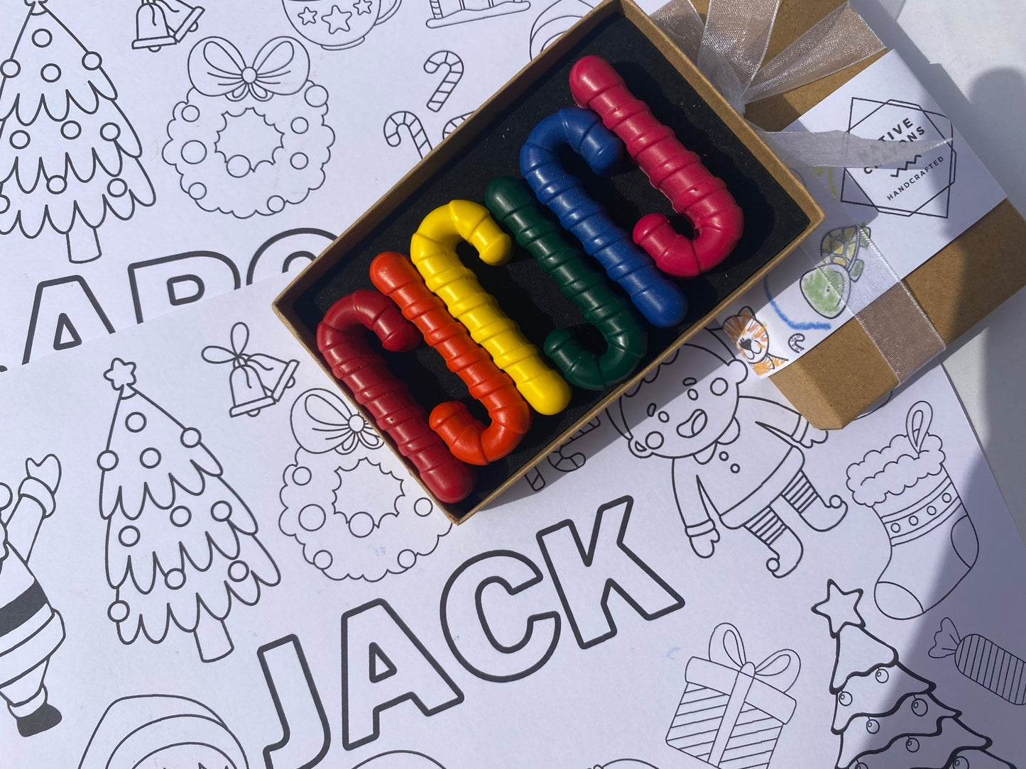 Christmas Canes Crayons and personalised colouring page - Native Crayons
