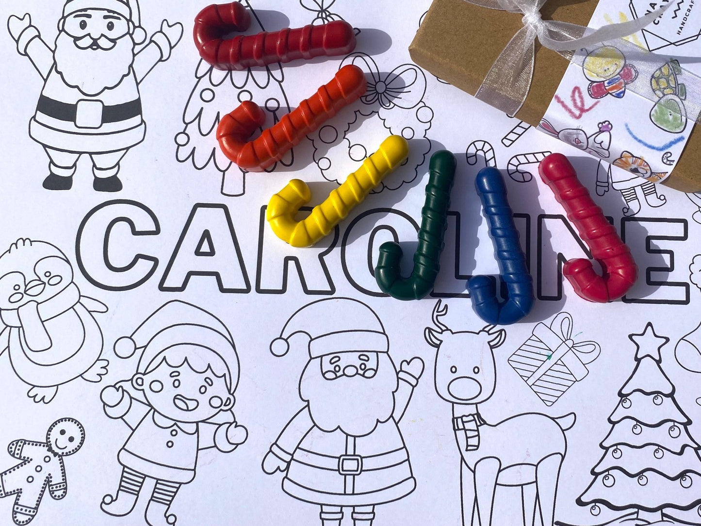 Christmas Canes Crayons and personalised colouring page - Native Crayons