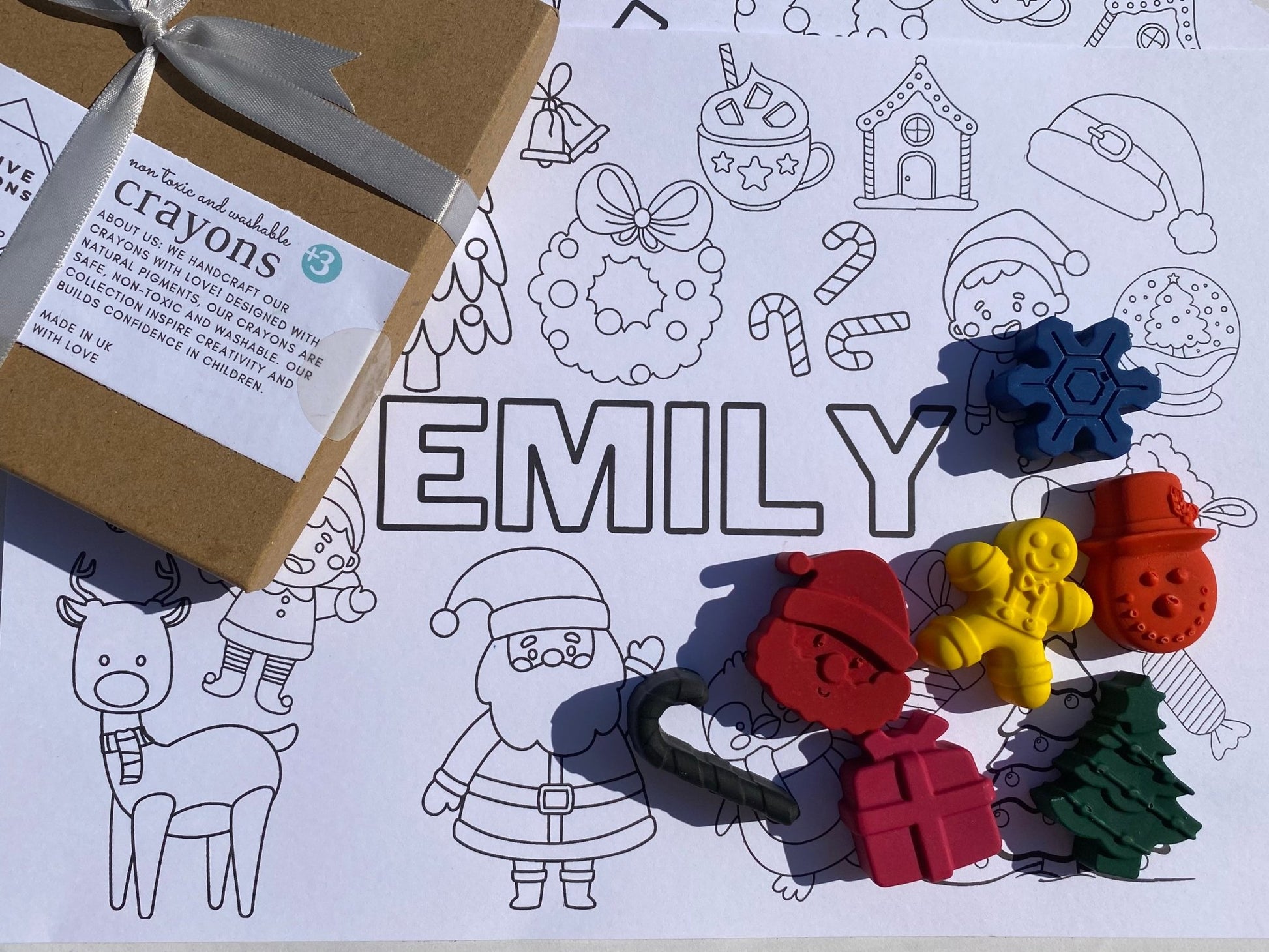Christmas Crayons Set and Personalised Colouring page - Native Crayons