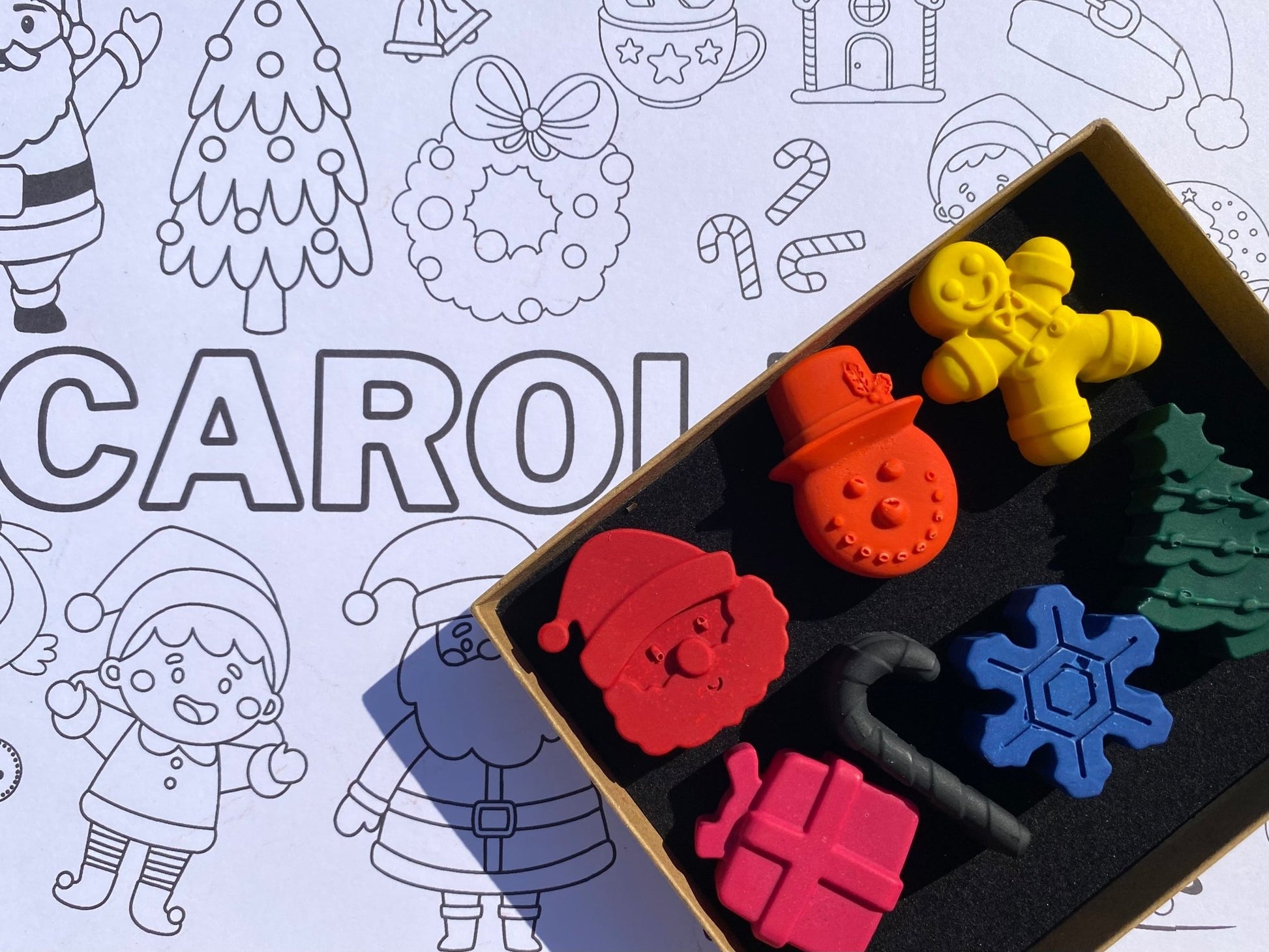 Christmas Crayons Set and Personalised Colouring page - Native Crayons