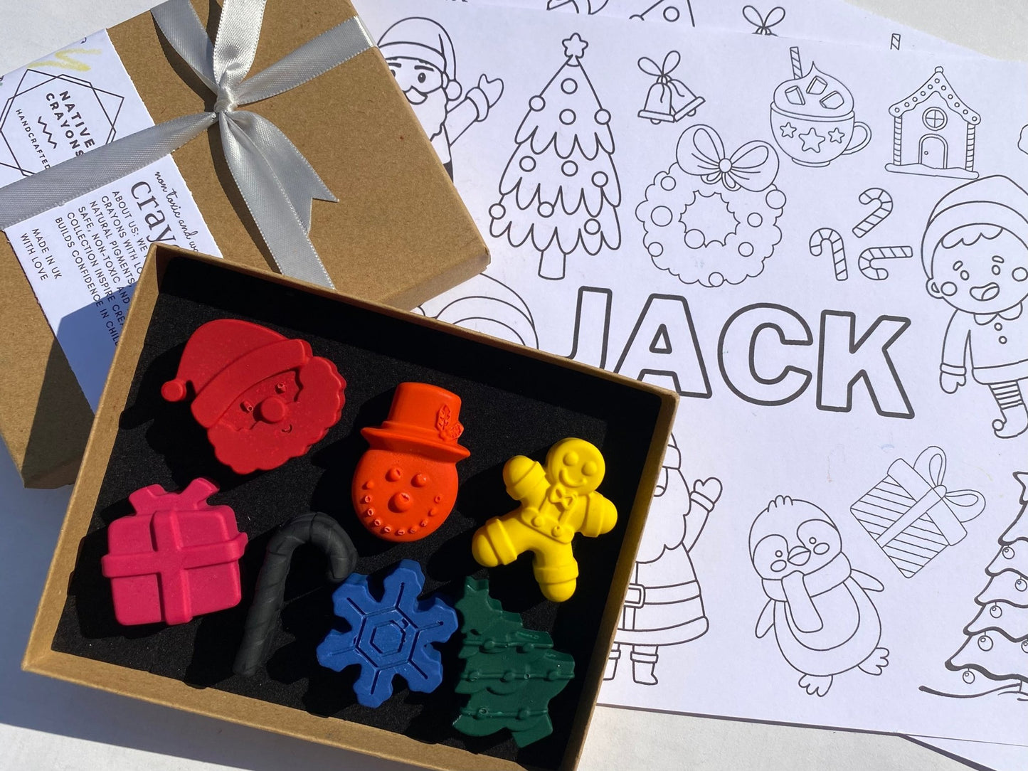 Christmas Crayons Set and Personalised Colouring page - Native Crayons