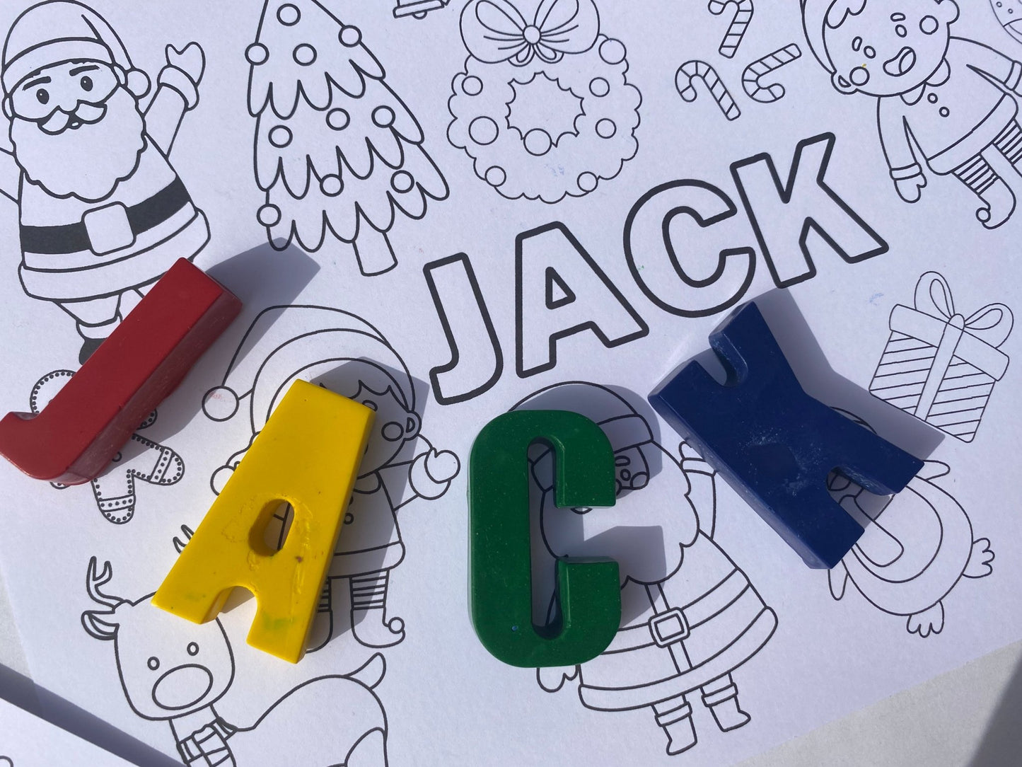 Christmas Name Crayons Gift Set with personalised colouring page - Native Crayons