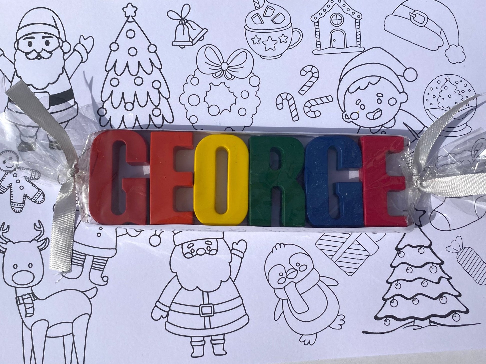 Christmas Name Crayons Gift Set with personalised colouring page - Native Crayons