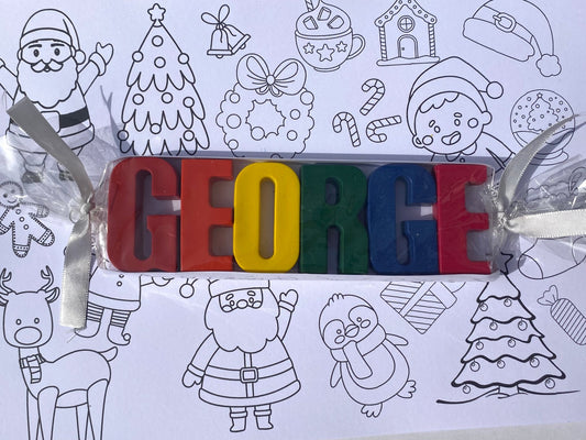 Christmas Name Crayons Gift Set with personalised colouring page - Native Crayons