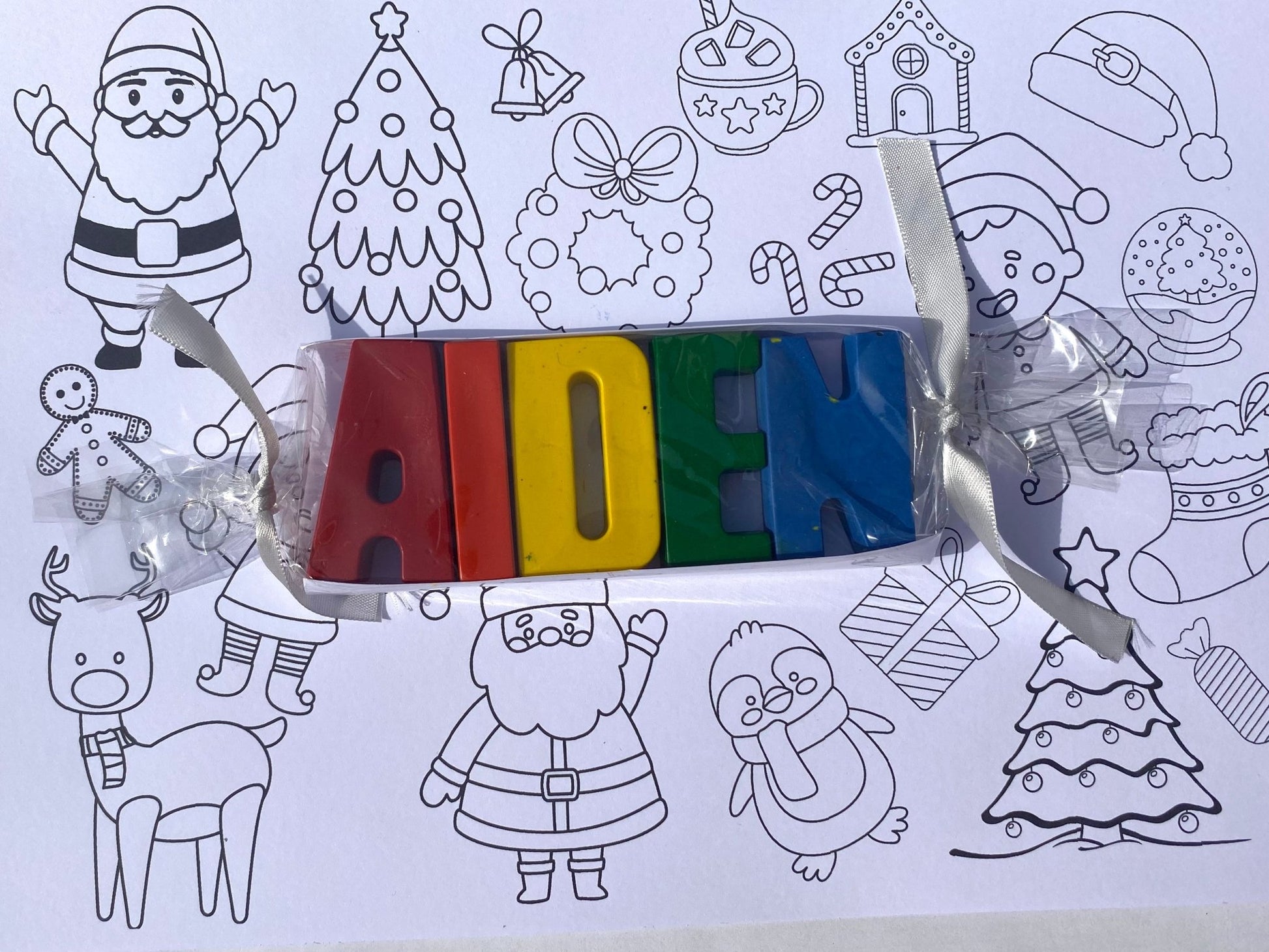 Christmas Name Crayons Gift Set with personalised colouring page - Native Crayons