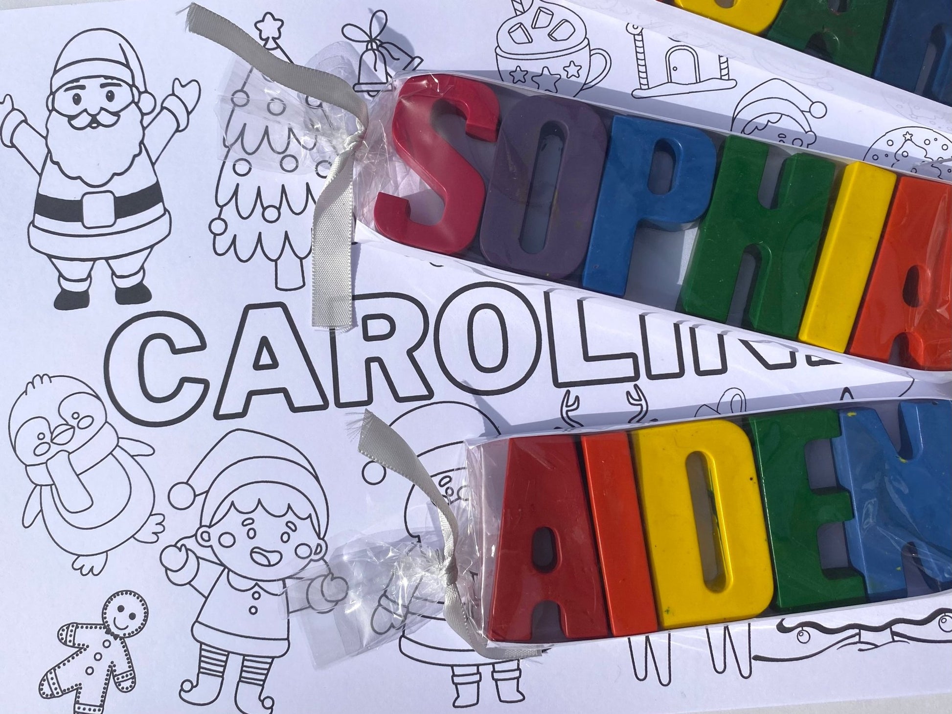 Christmas Name Crayons Gift Set with personalised colouring page - Native Crayons