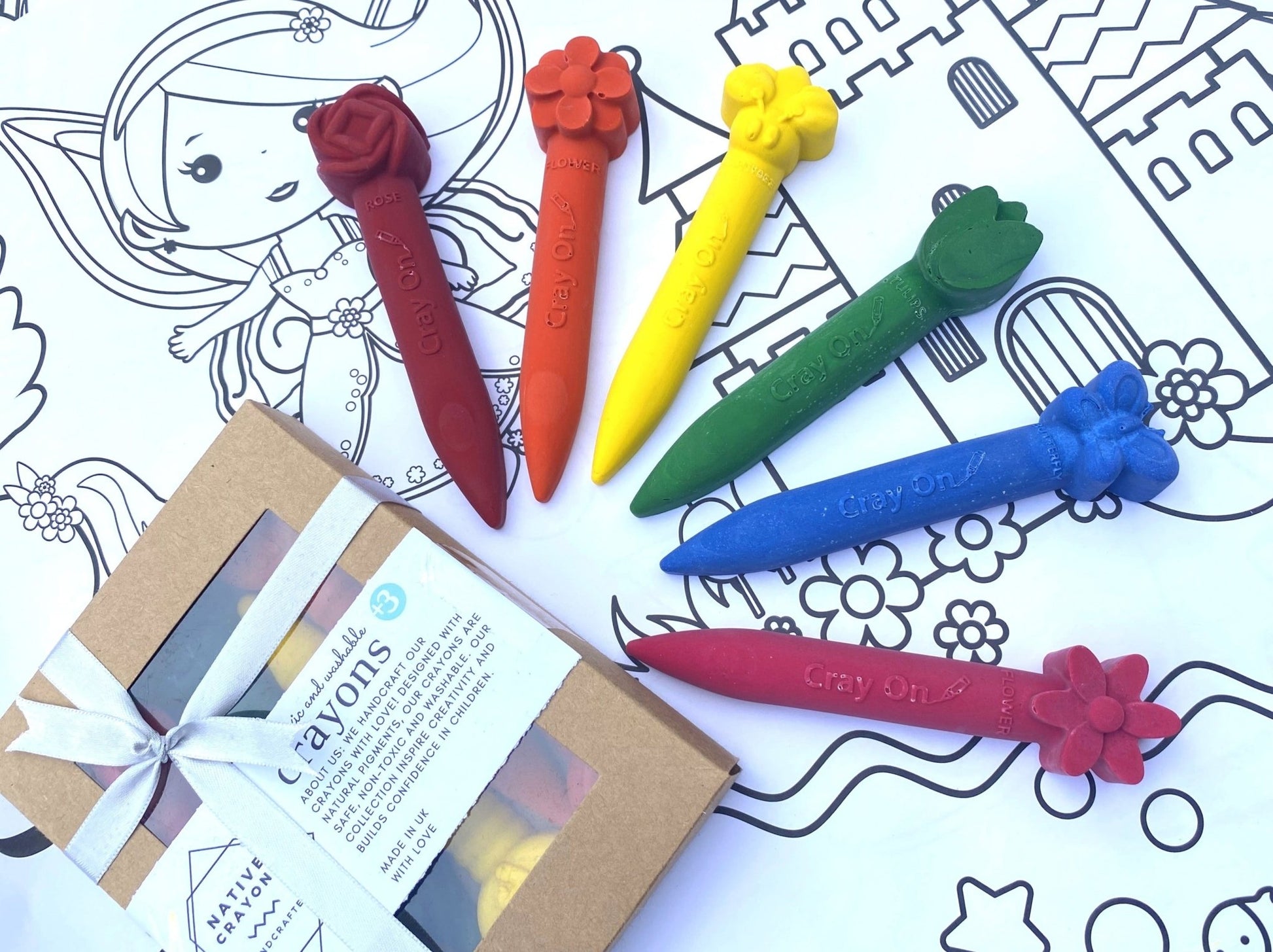 Jumbo Nature Themed Crayons Set and Colouring Mat - Native Crayons