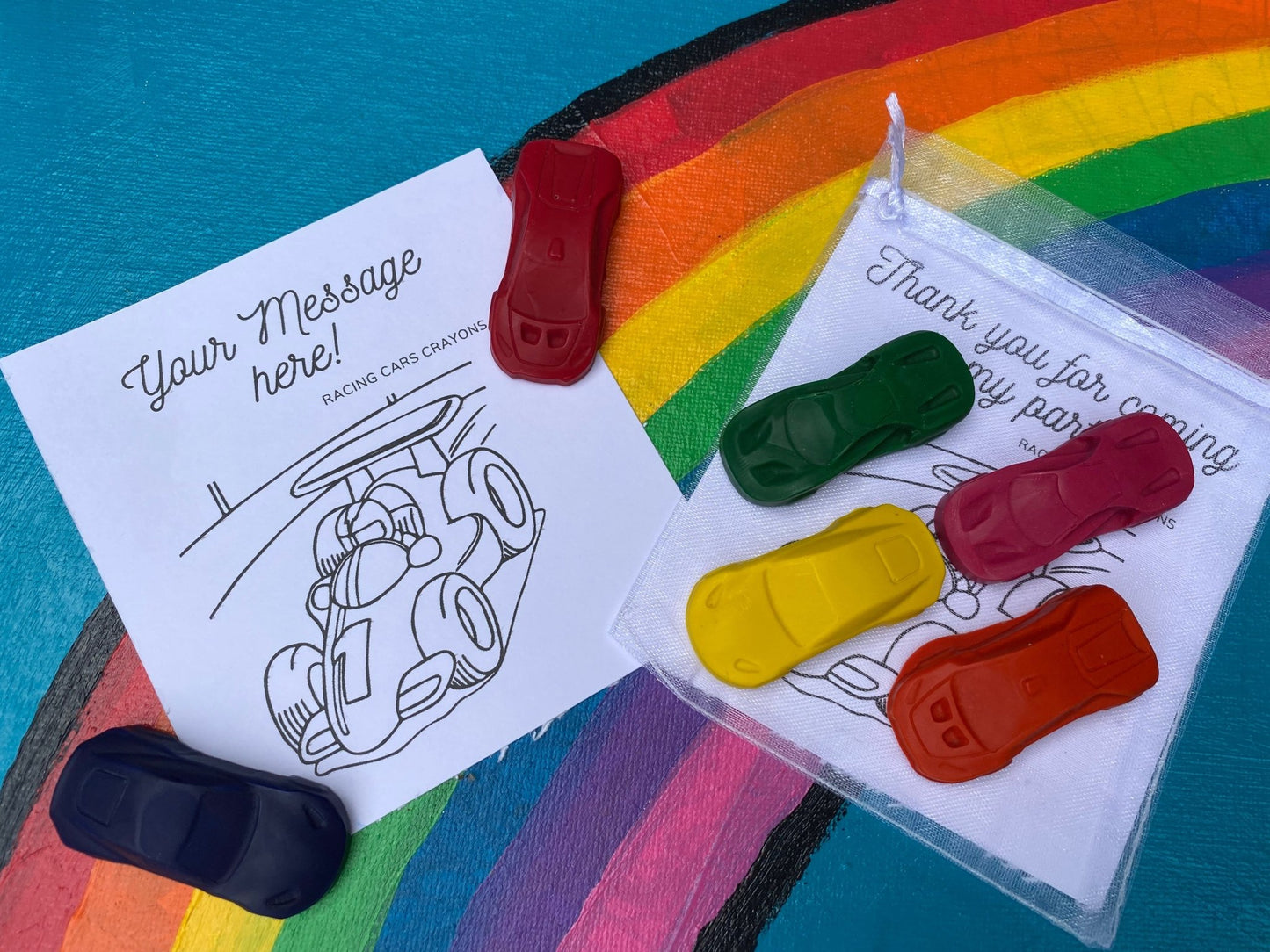 Racing Cars Party Bag fillers crayons - Native Crayons