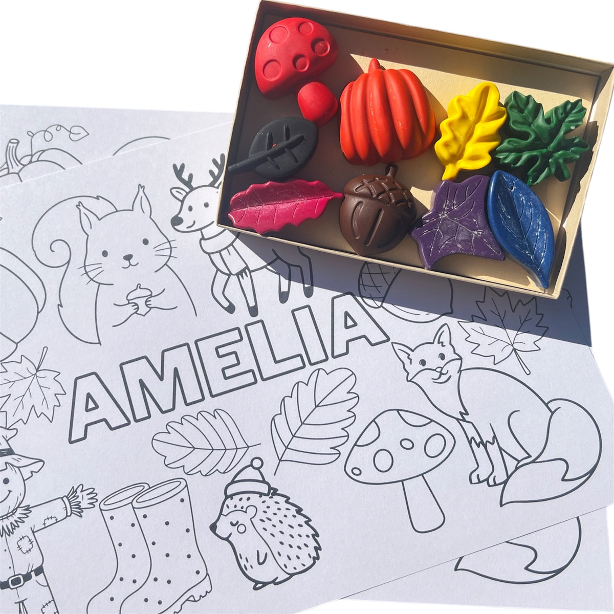 Personalised Autumn Crayon Gift Set for kids