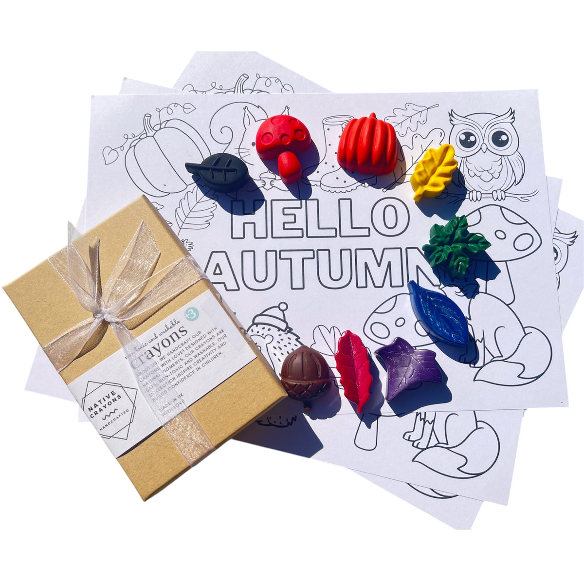 Personalised Autumn Crayon Gift Set for kids