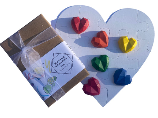 Valentine’s Day gift for kids, Heart crayons set with colour your own puzzle, best friend gift, bff, classroom gifts, kids valentines crafts