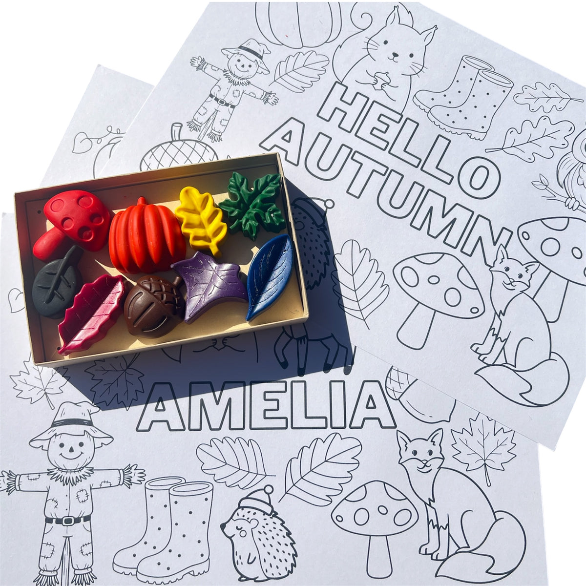 Personalised Autumn Crayon Gift Set for kids