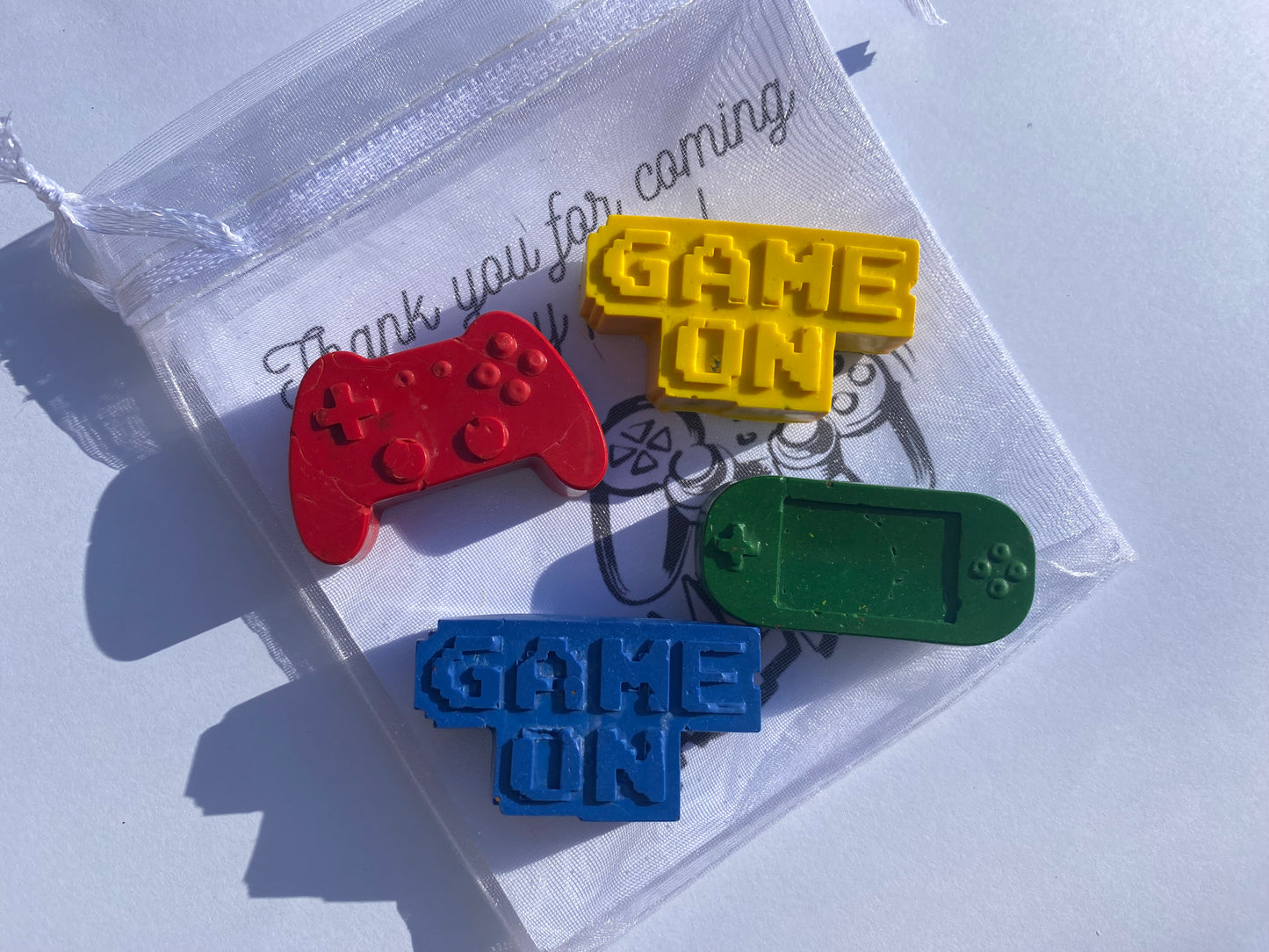 Crayons Gamer themed party bags